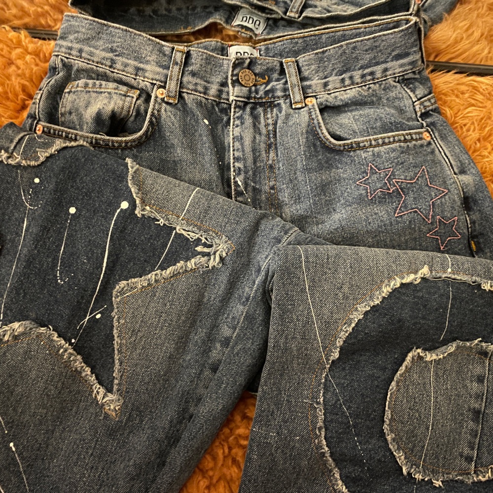 BDG Star and Moon Paint Splatter Baggy Paints (Urban Outfitters)